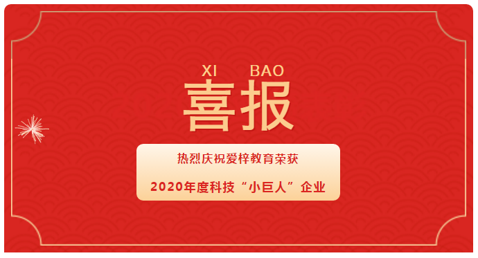 喜報 | 愛梓教育被評為2020年度科技“小巨人”企業！